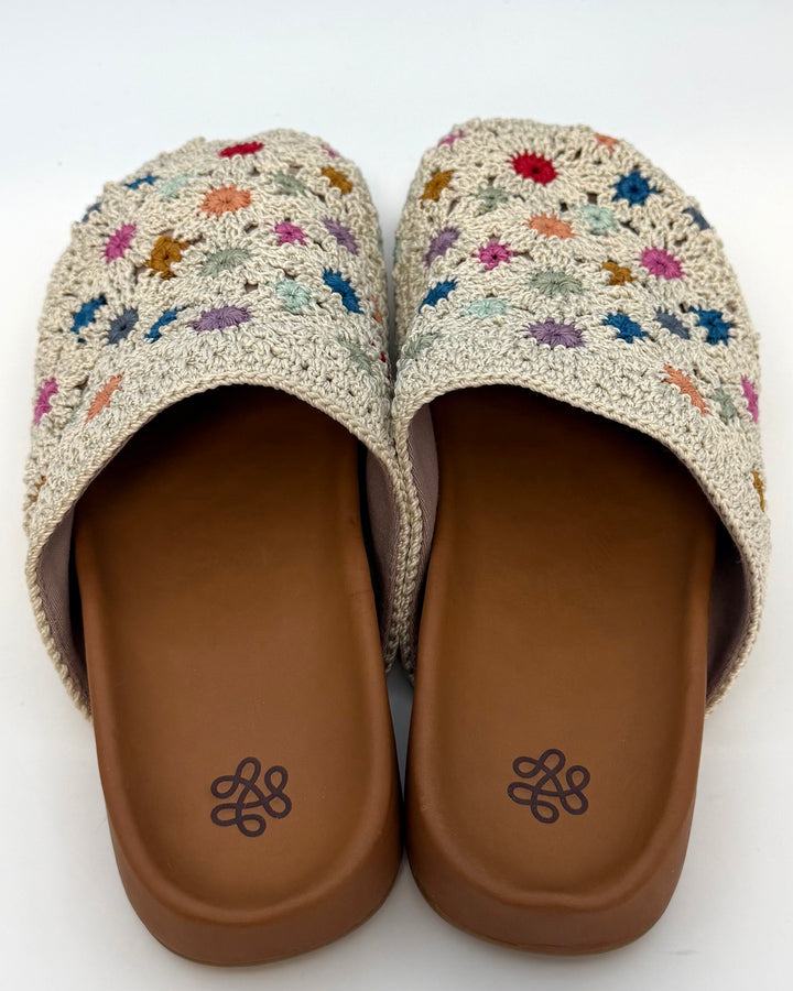 Floral Embroidered Crochet Clog - Size 8, 10, 11