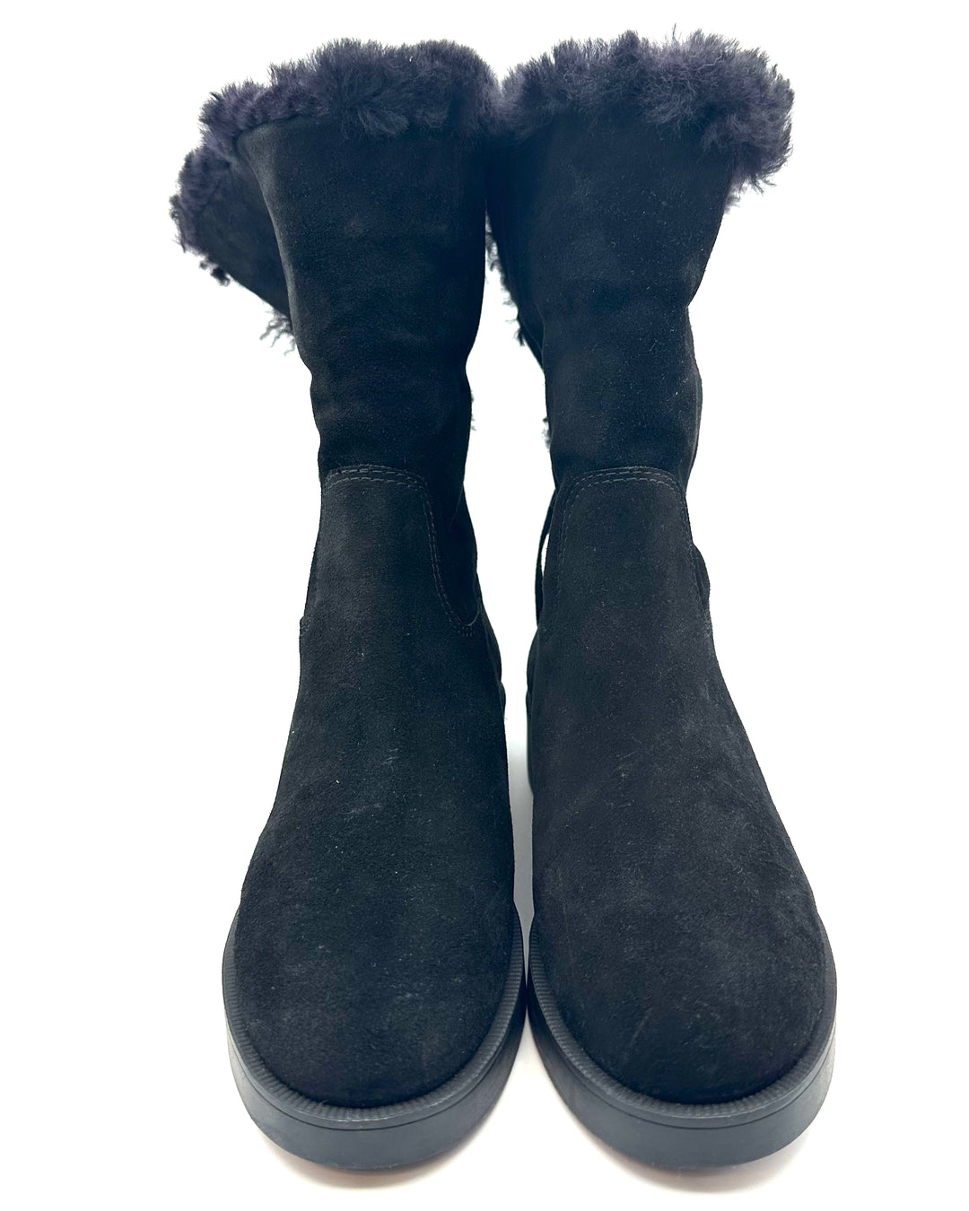 Black Suede Fold Over Booties - Size 6.5