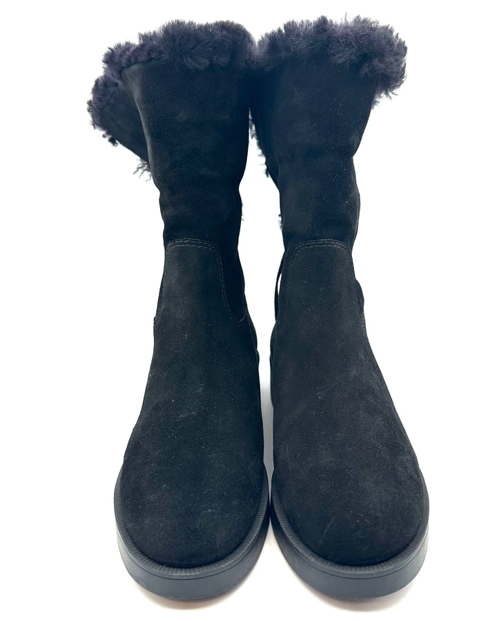 Black Suede Fold Over Booties - Size 6.5