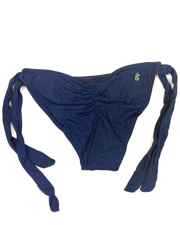 Classic Blue & Gold Ring Ribbed Bikini Bottom - Small