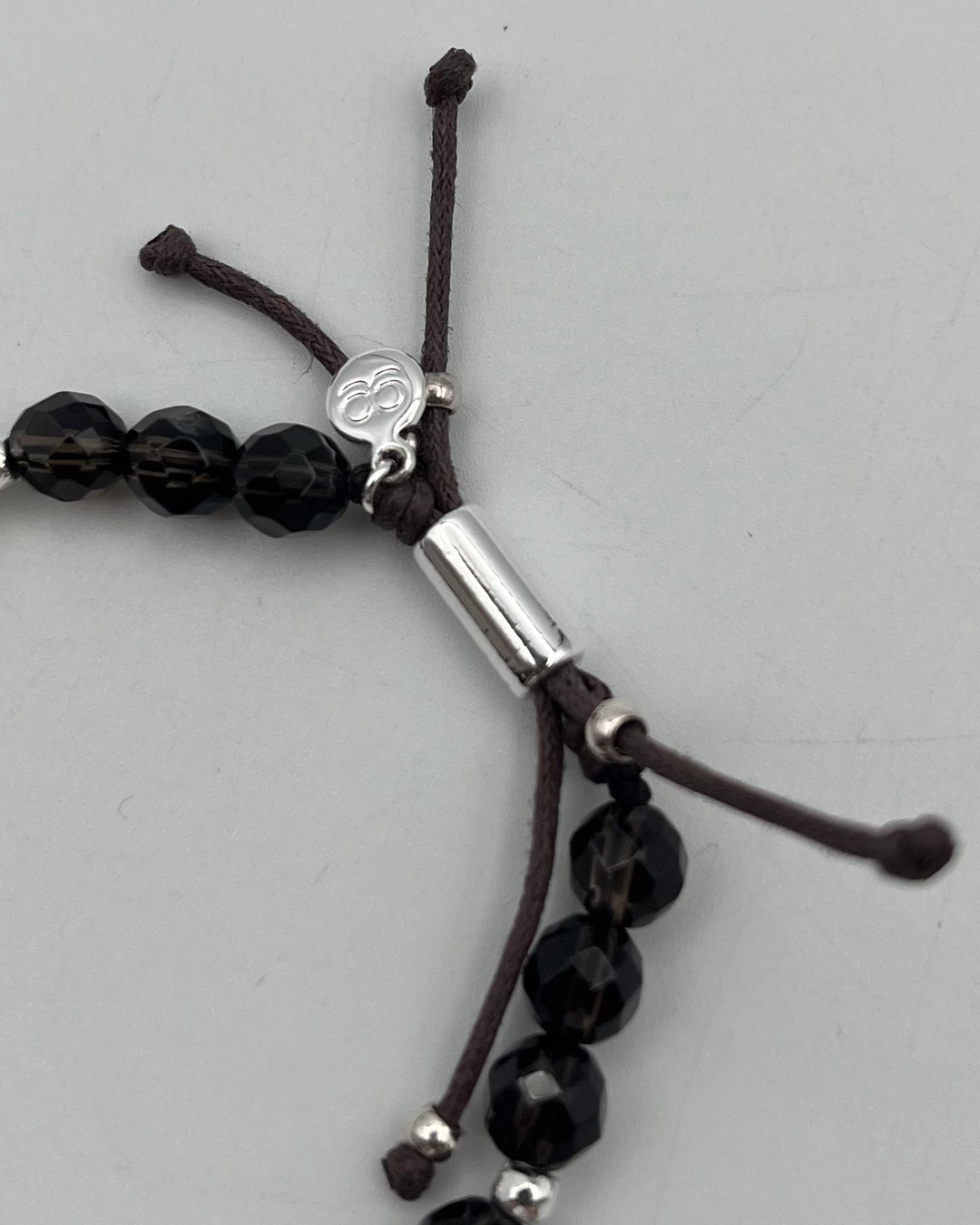 Brown and Silver Beaded Adjustable Bracelet