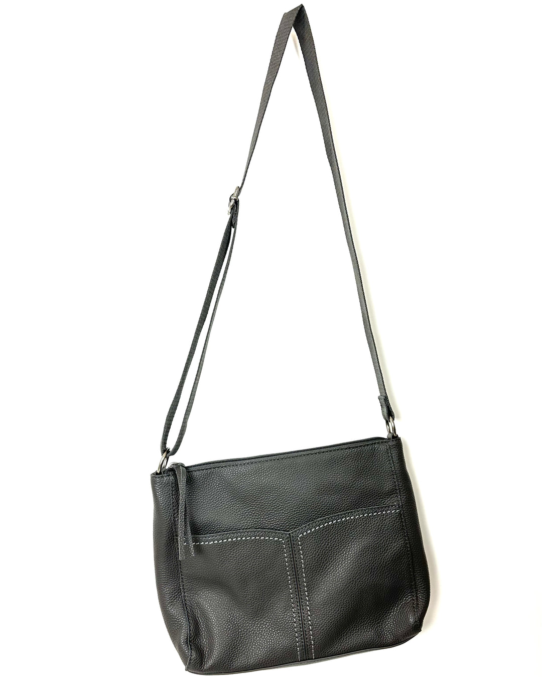 Stone Gray Leather Crossbody Bag