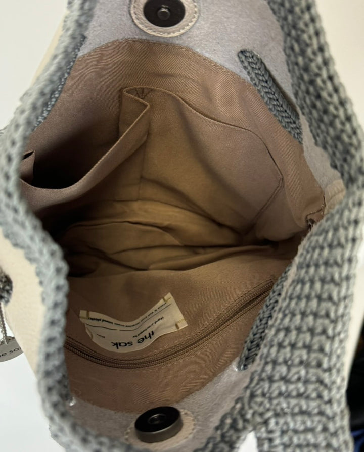 Tan and Crochet Mini Backpack