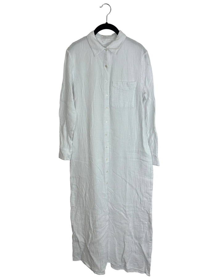 Seashell White Button Up Dress