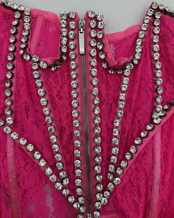 Pink Lace Strapless Corset Top- Size 4/6
