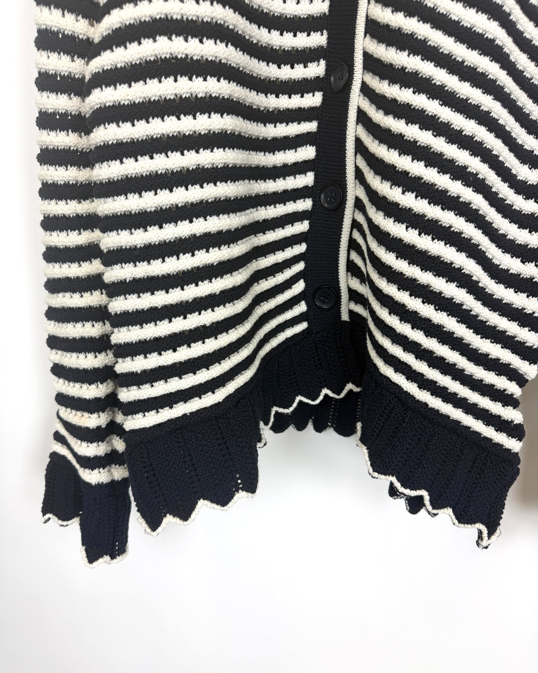 Black & White Striped Scalloped Cardigan - Size 4/6