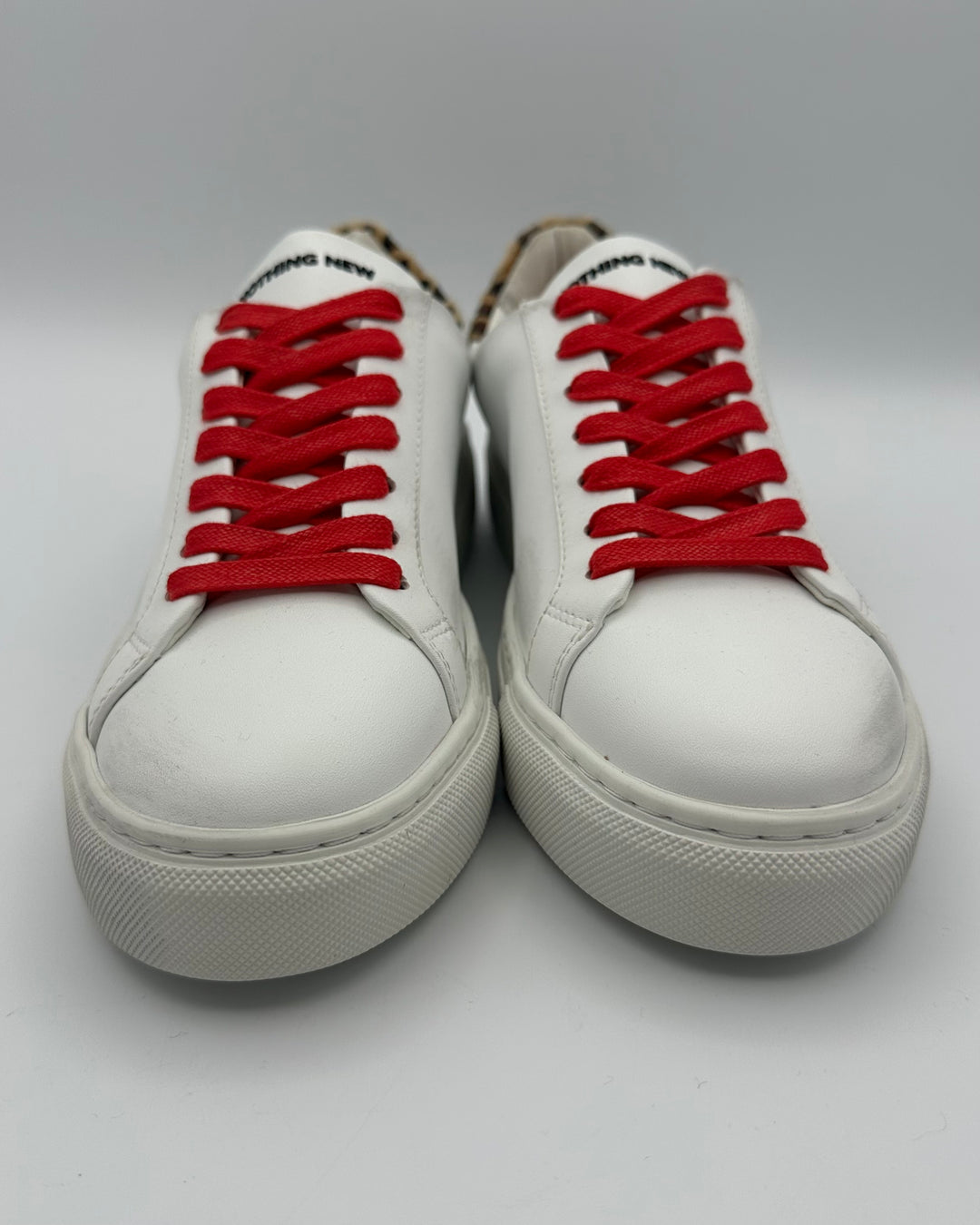White Leather And Cheetah Print Sneaker - Size 6.5