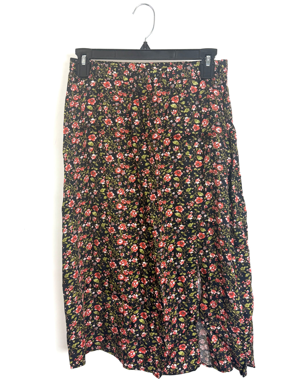 Dark Floral Slit Skirt - Size 2/4