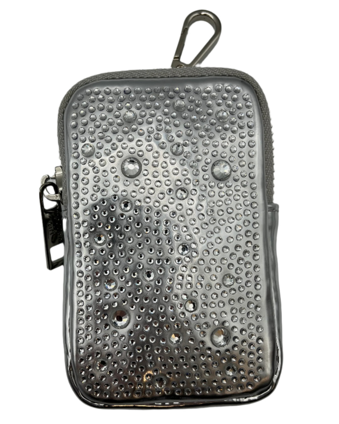 Silver Reflective Crossbody Bag With Rhinestoned Coin Purse