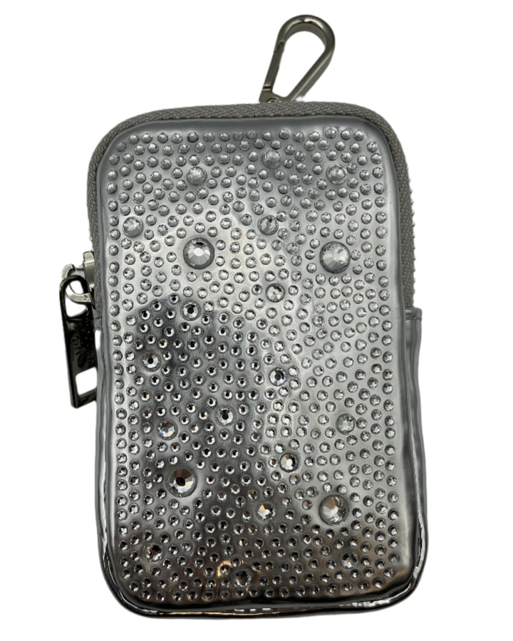Silver Reflective Crossbody Bag With Rhinestoned Coin Purse