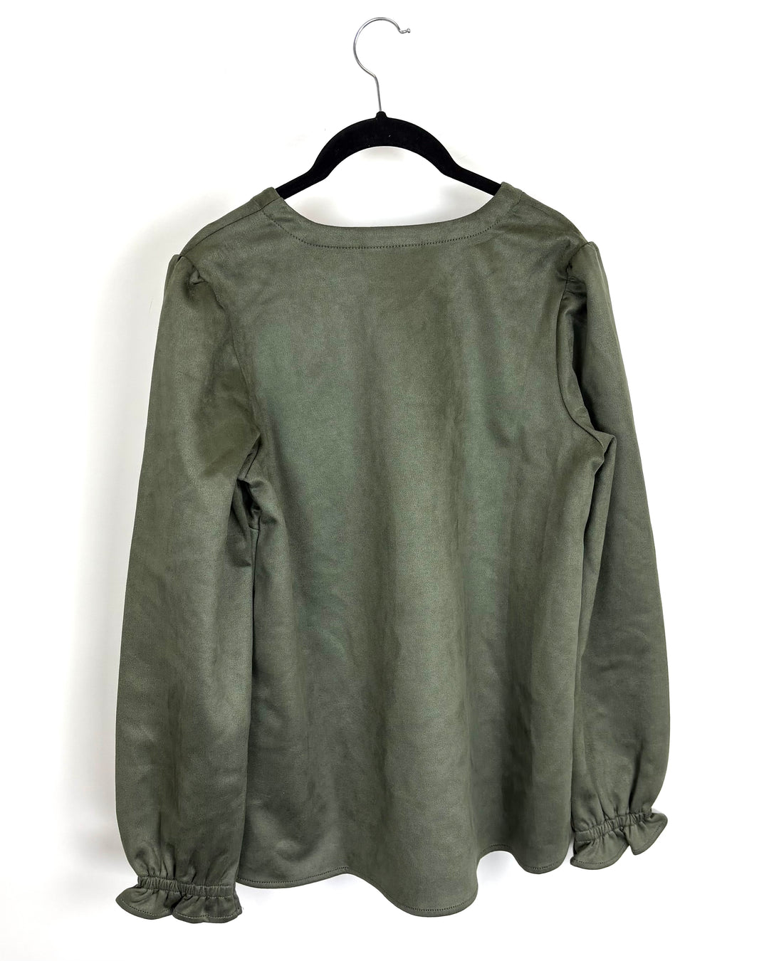 Green Textured Statement Sleeve Top - Size 6/8
