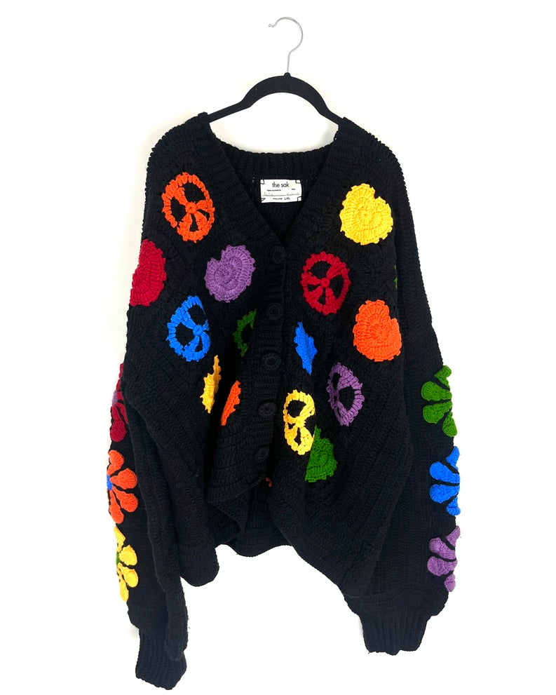 Black Crochet Cardigan - Size 12/14