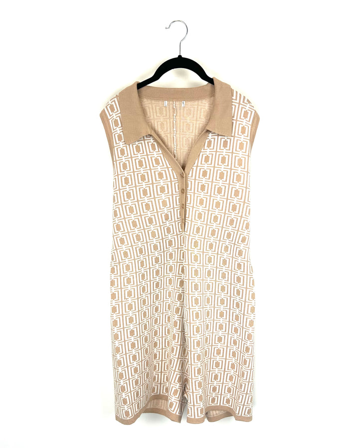 Tan Knit One-Piece Romper - Size 1X