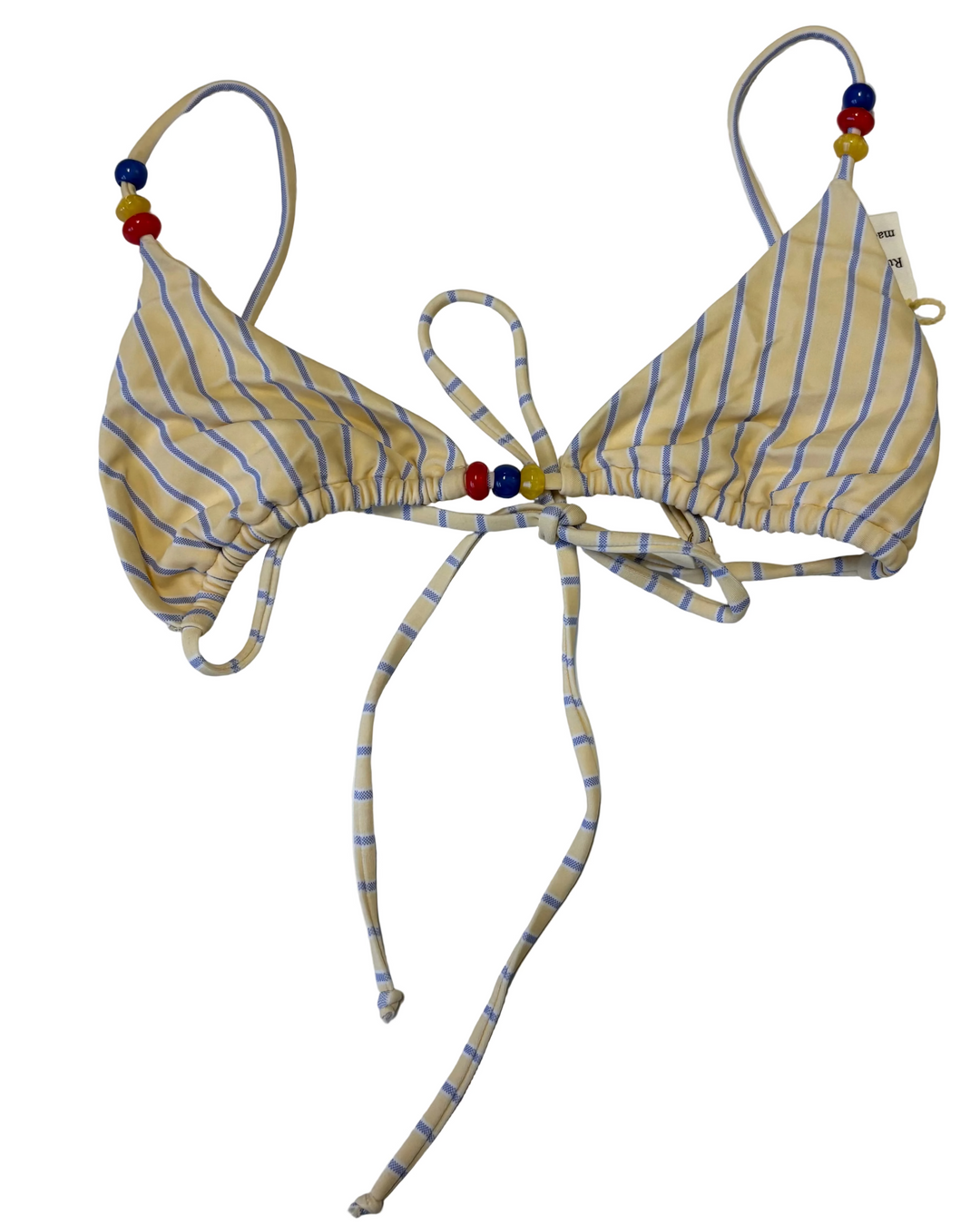 Yellow and blue striped bikini top - XS