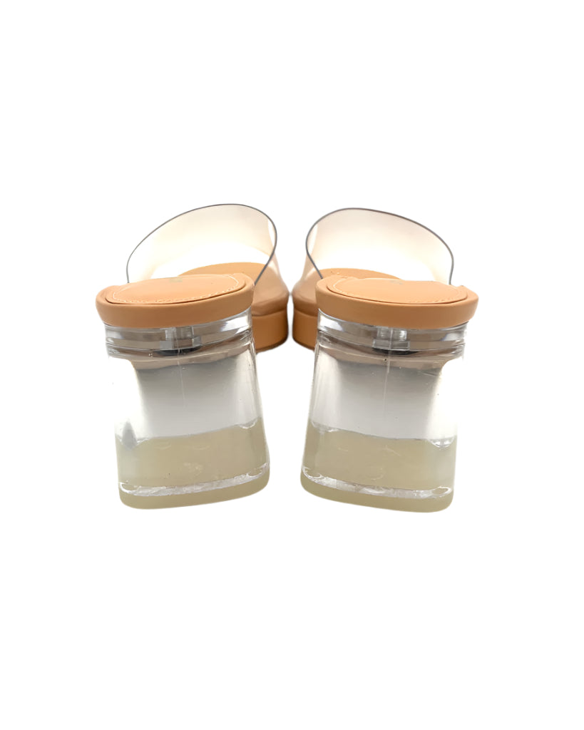 Tan And Clear Heel Sandal - 8.5
