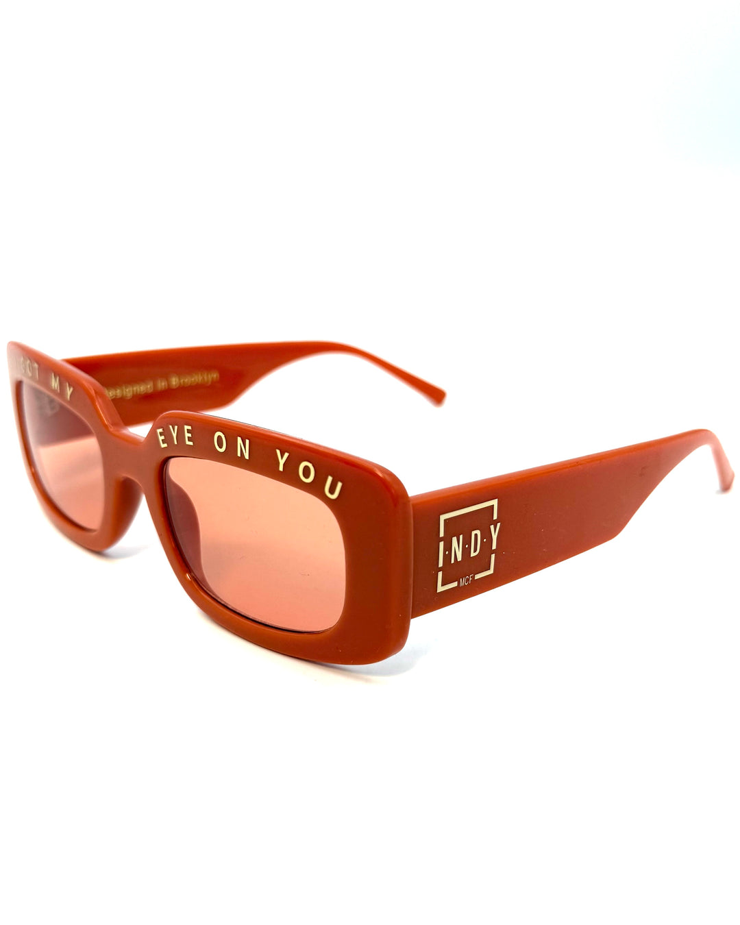 "I got my eye on you" Orange Rectangle Sunglasses