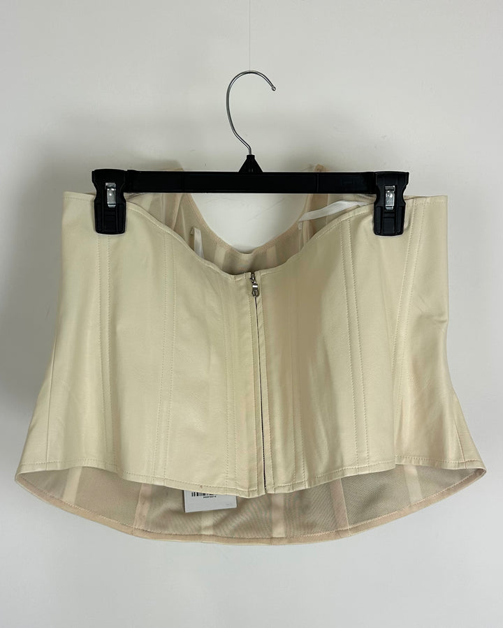 Miaou Cream Faux Leather Corset Top - 3X