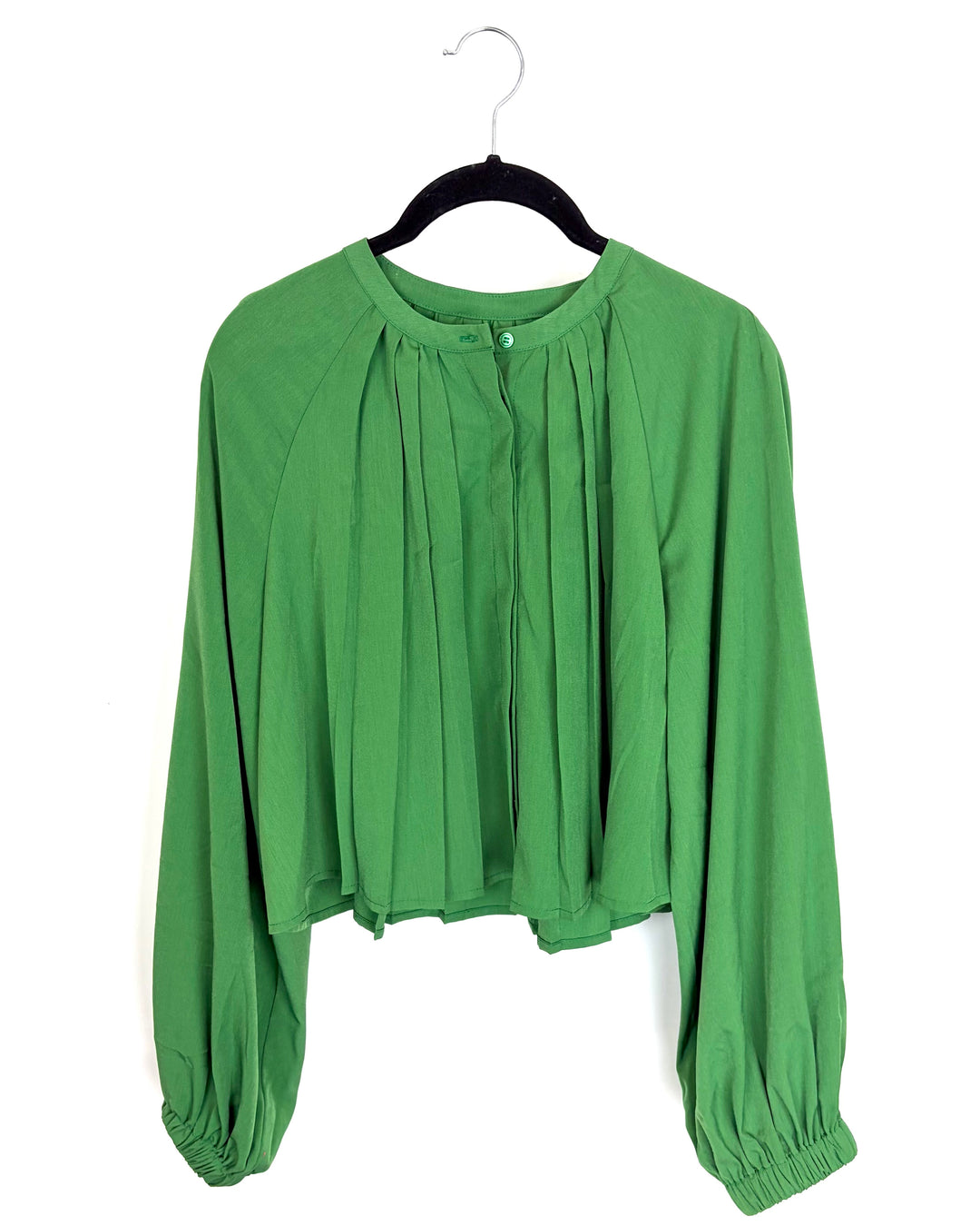 Shamrock Green Pleated Button Down - Size 6/8