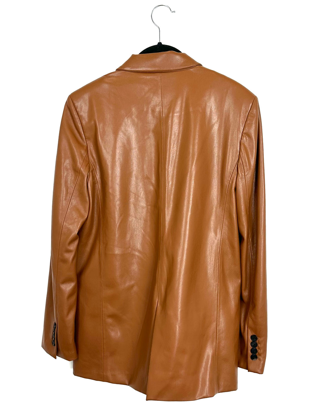 Zara Brown Faux Leather Blazer - Small
