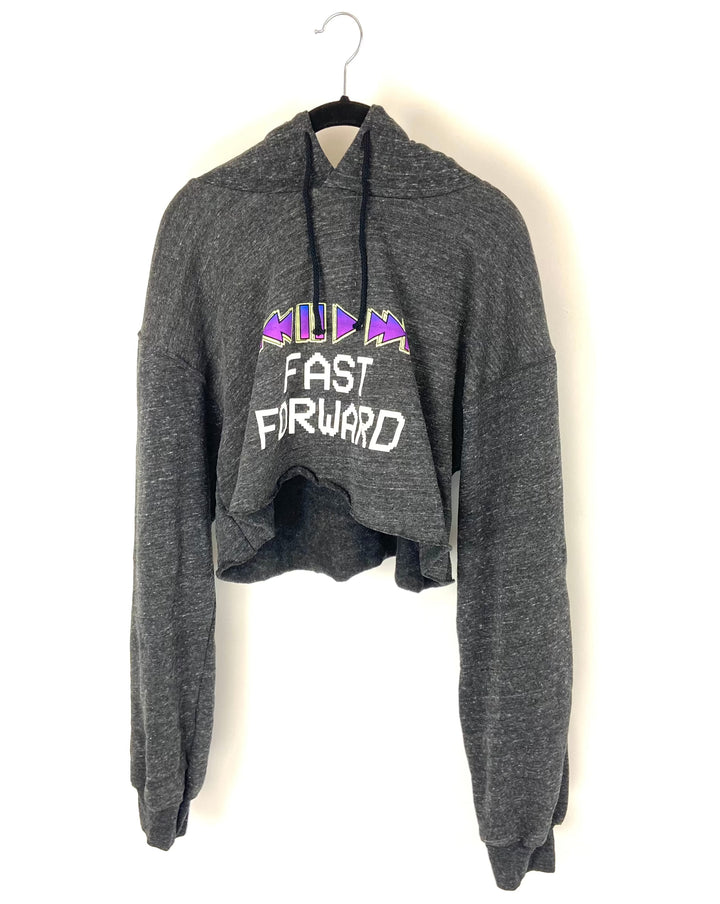 Dark Grey Soft Cropped Hoodie - Size 8 and 10