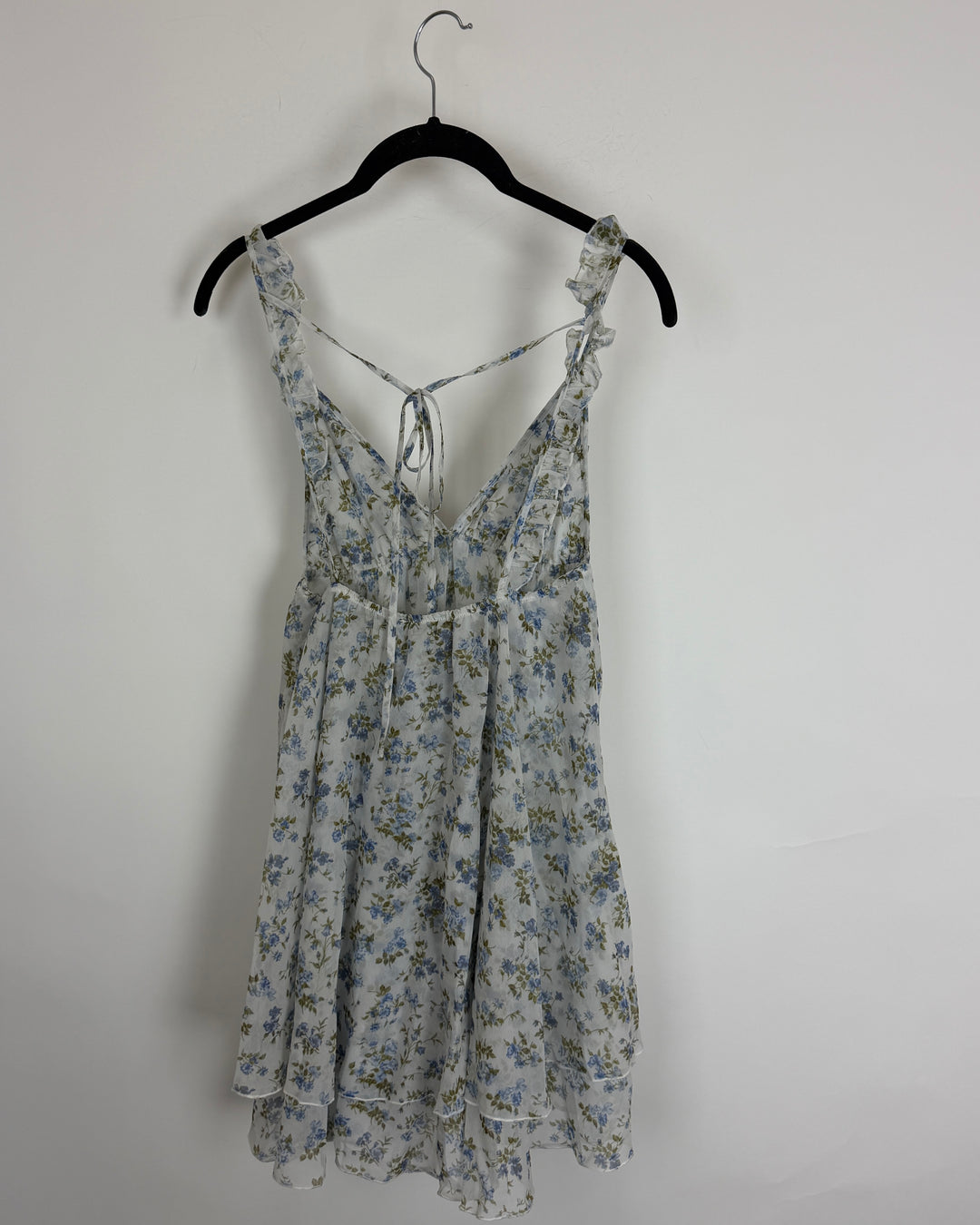 White Floral Ruffle Mini Dress - Size 00/0 and 0/2