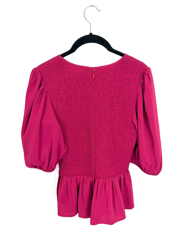 Wine Red Ruched Top - Size 8/10
