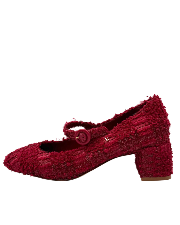 Red Tweed Low Pump - Size 6.5