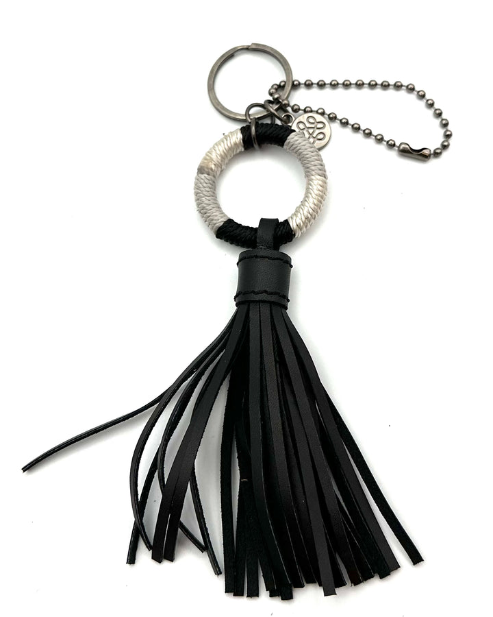 Black and Silver Ring Tassel Keychain