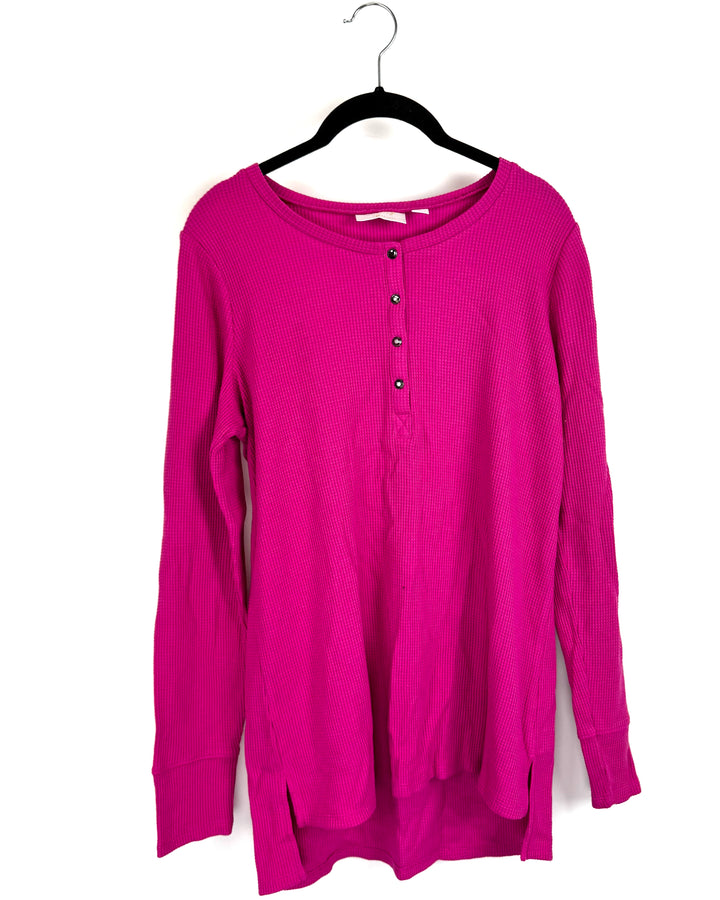 Magenta Half Button Up Long Sleeve - Size 6/8
