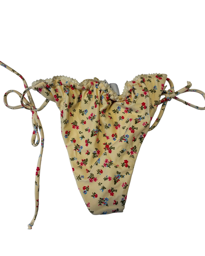 Butter Yellow Lace Floral Bikini Bottom - Size 0/2