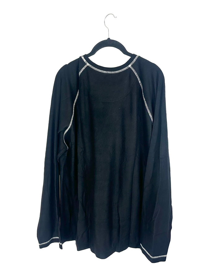 Black Velour Long Sleeve Top - Size 18-20