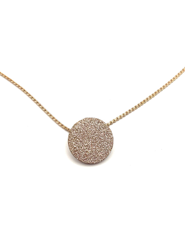 Gold Glitter Circle Pendant Necklace