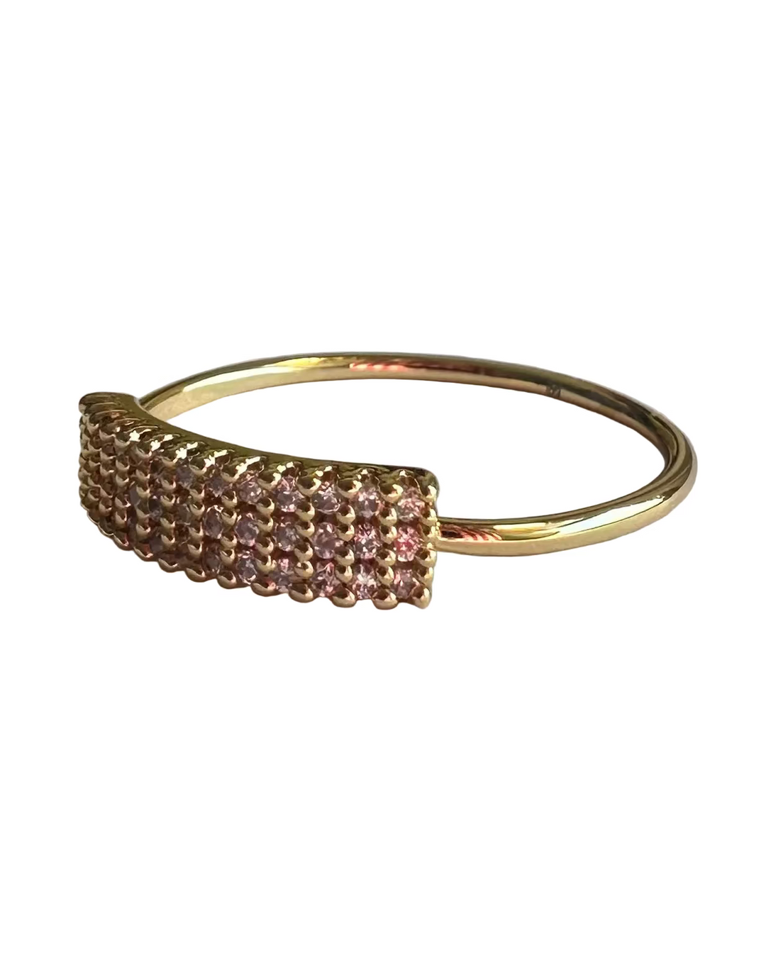 Gold Rhinestone Bar Ring - Size 6