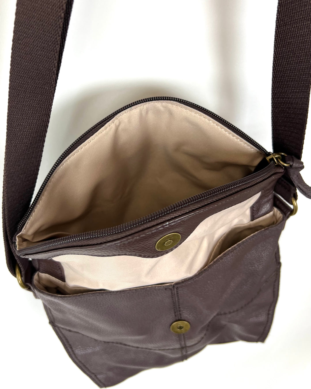 Brown Leather Foldover Crossbody Bag