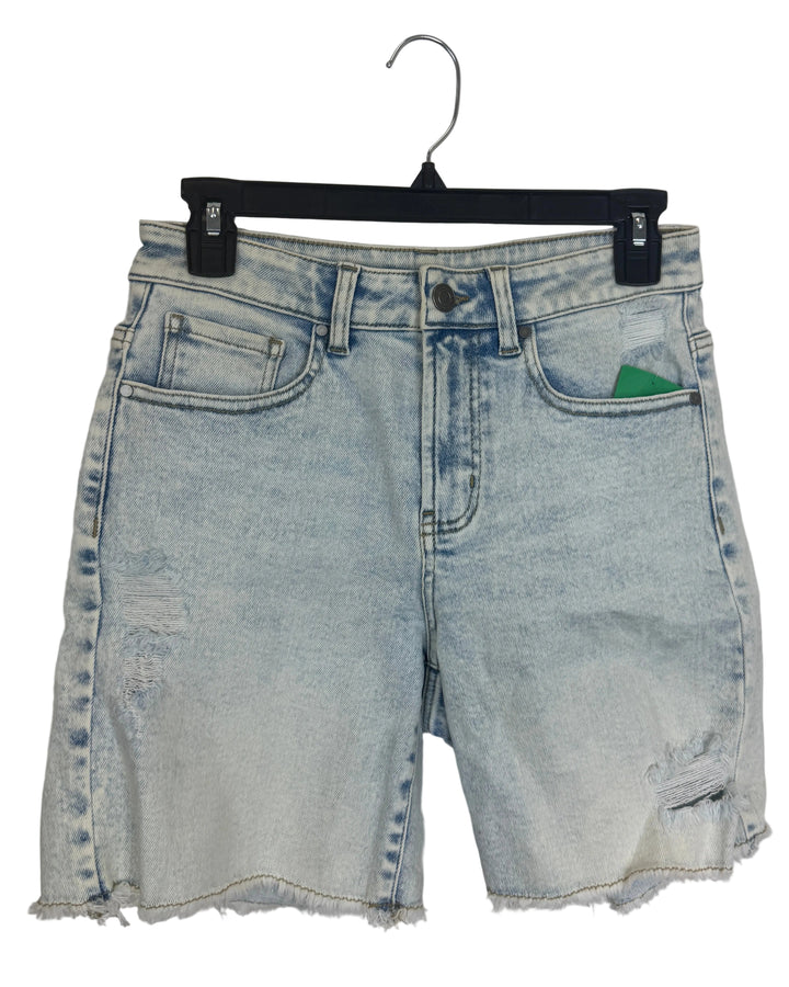 Bleached Denim Ripped Shorts -  Size 4
