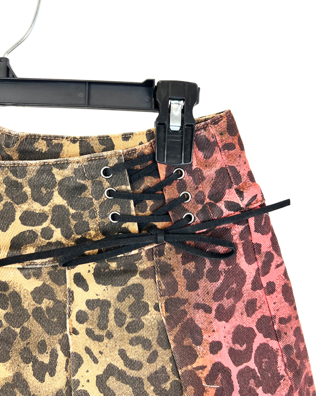 Brown and Pink Cheetah Print Pleated Mini Skirt - Size 4/6 and 6/8