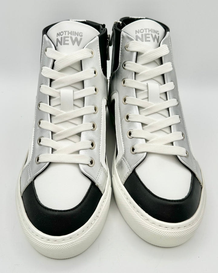 Black And White Leather High Top Sneakers - Size 6 and 8