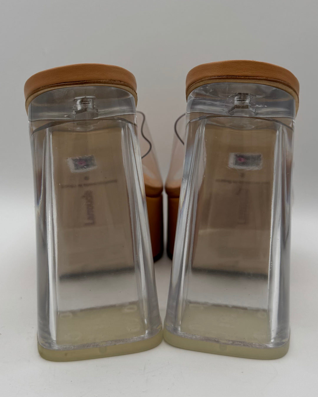 Tan And Clear Platform Mule - Size 8 and 9