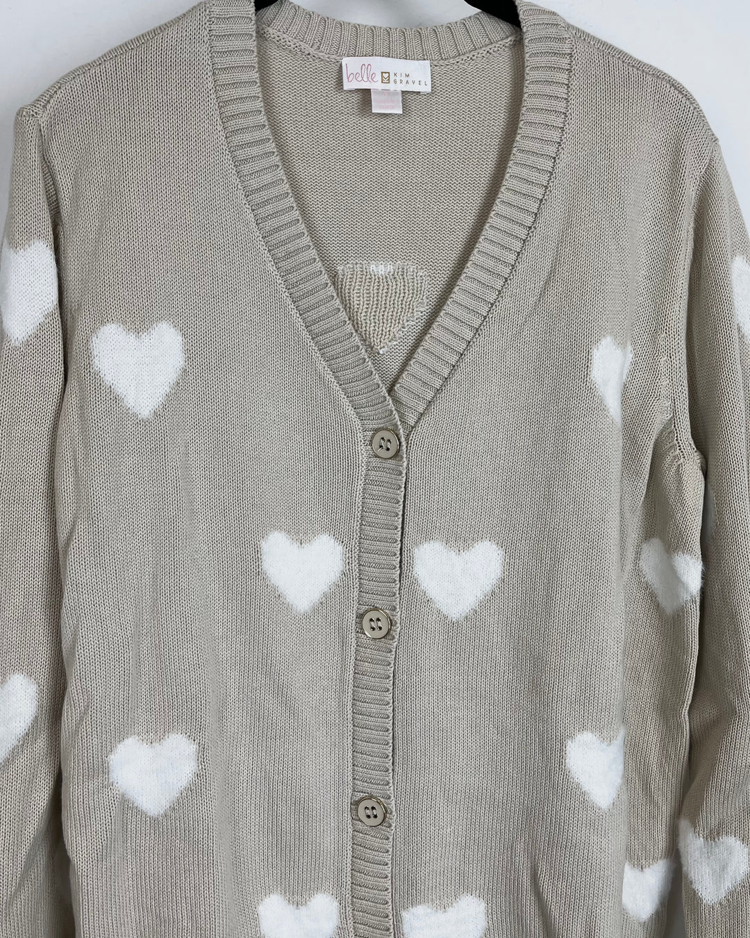 Light Brown Heart Cardigan - Size 6/8