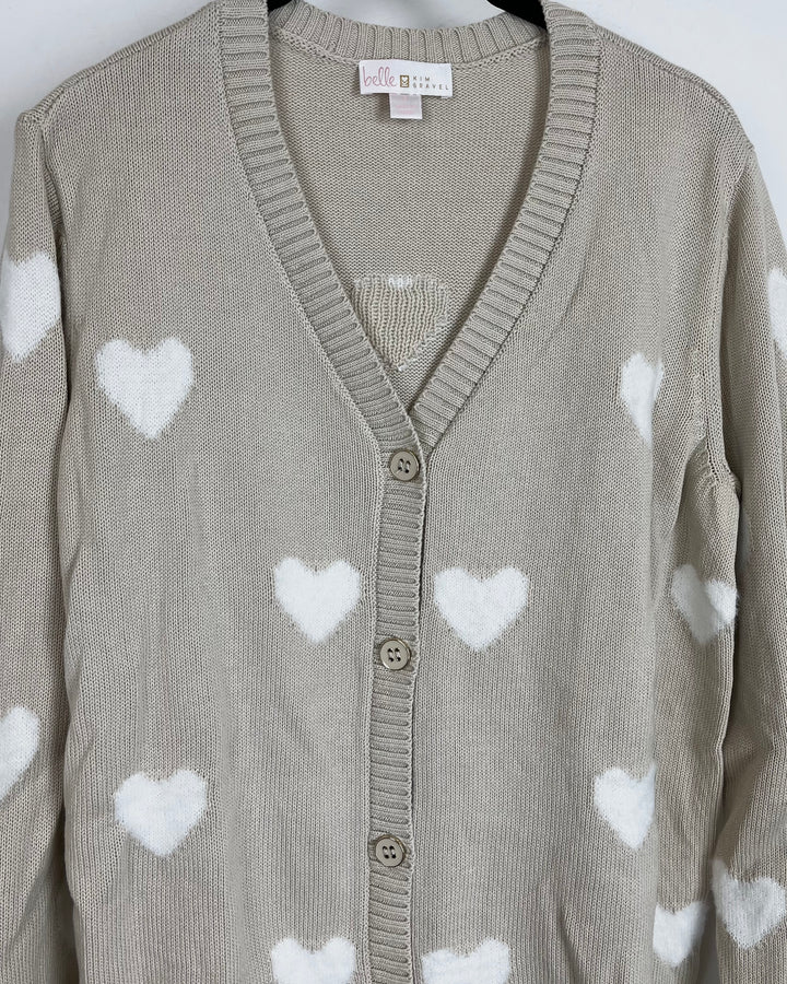 Light Brown Heart Cardigan - Size 6/8
