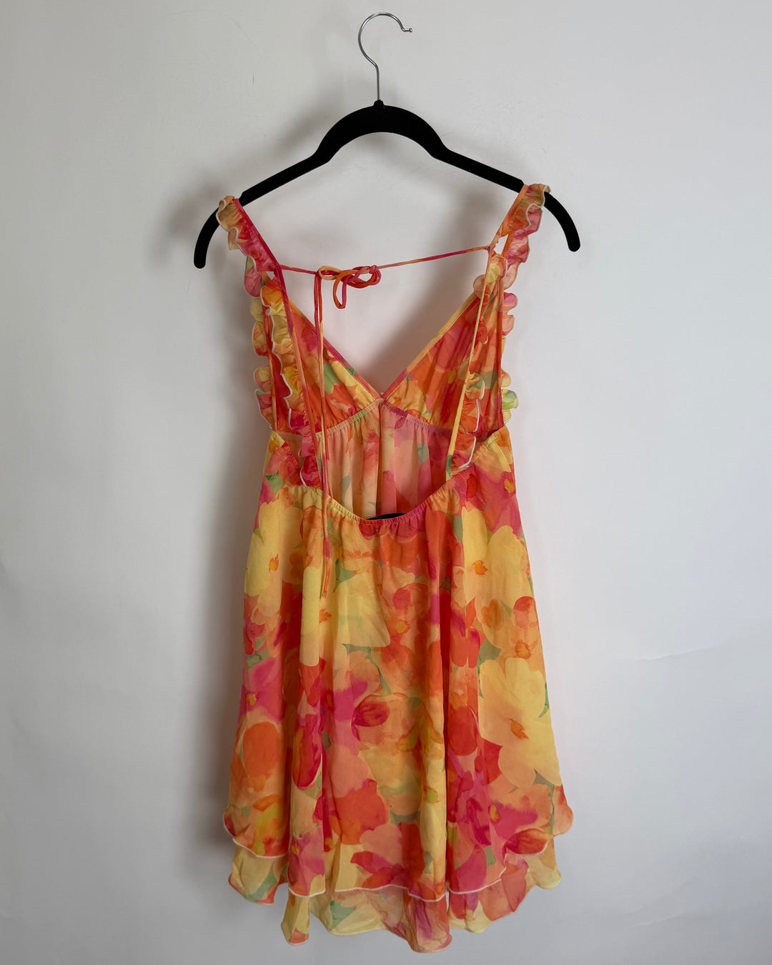 Orange Floral Ruffle Dress - Size 2/4