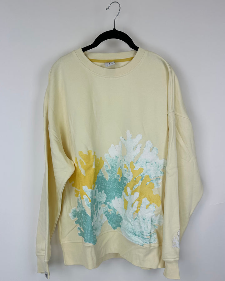 Unisex Yellow Sea Print Crewneck - Mens Medium/Women Large and Mens Extra Extra Large/Women Large