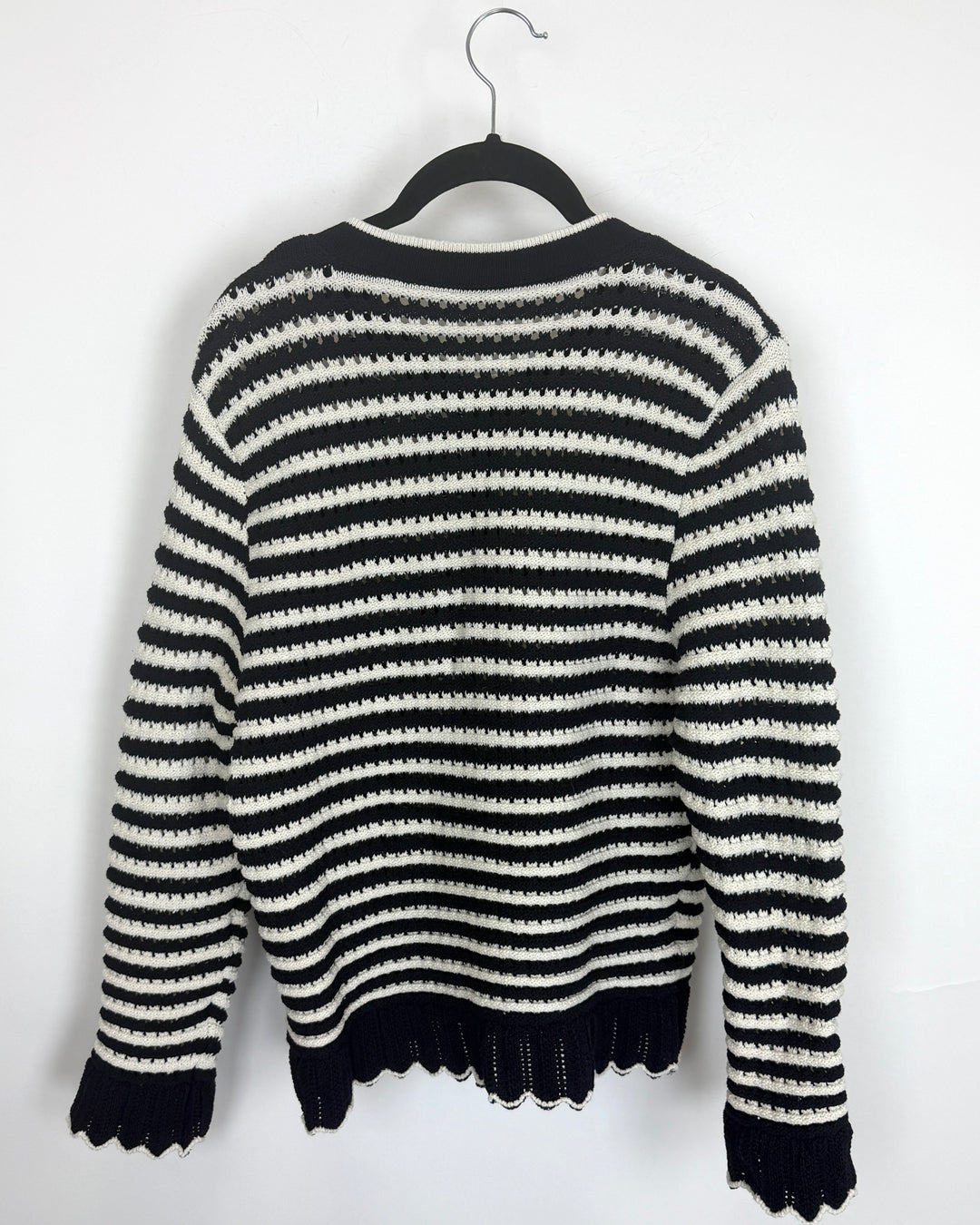 Black & White Striped Scalloped Cardigan - Size 4/6