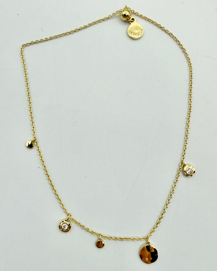 Silver Rhinestone & Gold Circle Bracelet