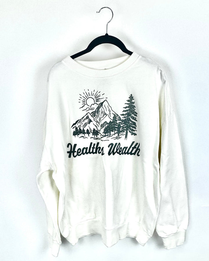 Health is Wealth Cream Crewneck - Small