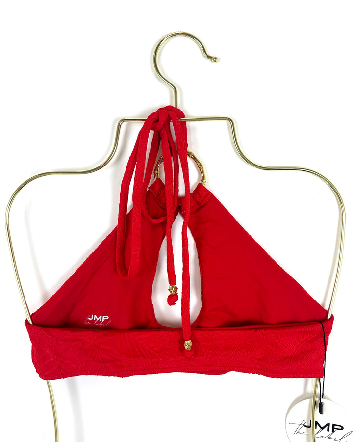 Red Embossed Halter Bikini Top - L, XL, XXL