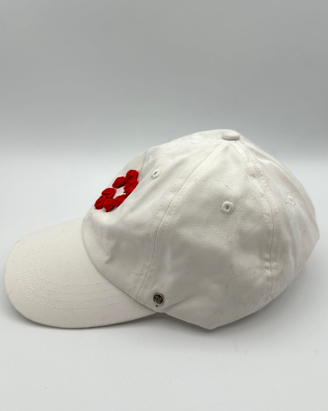 White & Red Rose Heart Baseball Hat - One Size