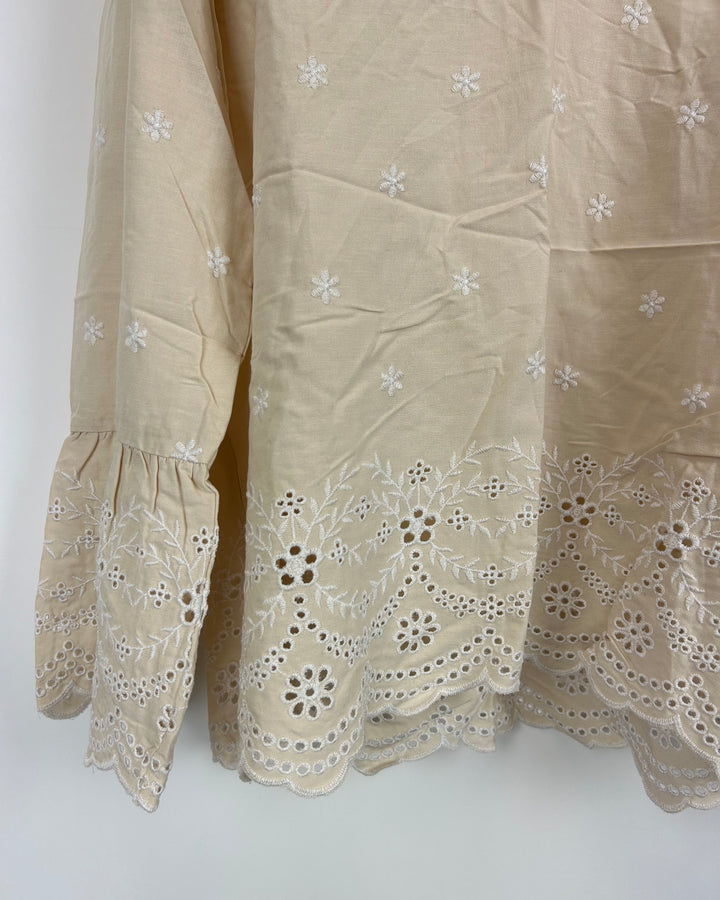 Beige Floral Eyelet Blouse - Size 6/8