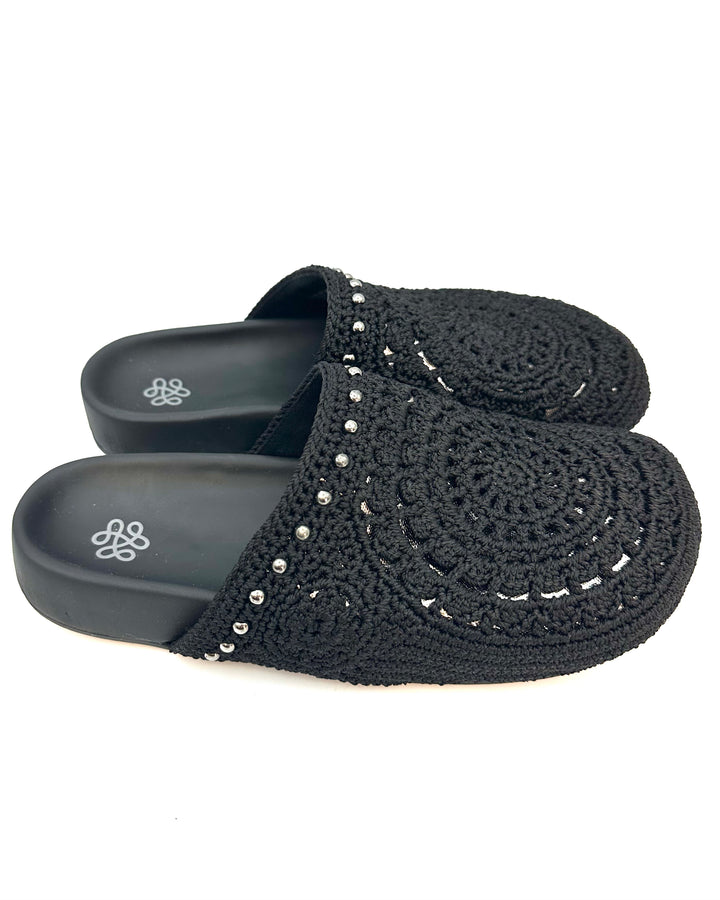 Black Crochet & Silver Clogs - Size 8, 9 and 10
