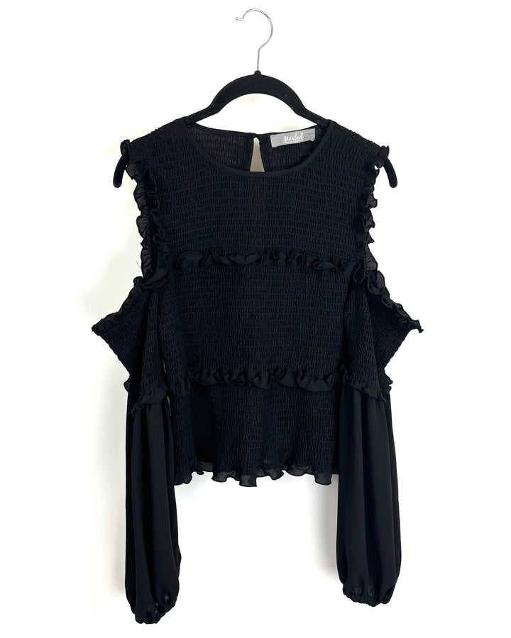 Black Ruffled Blouse - Size 4/6